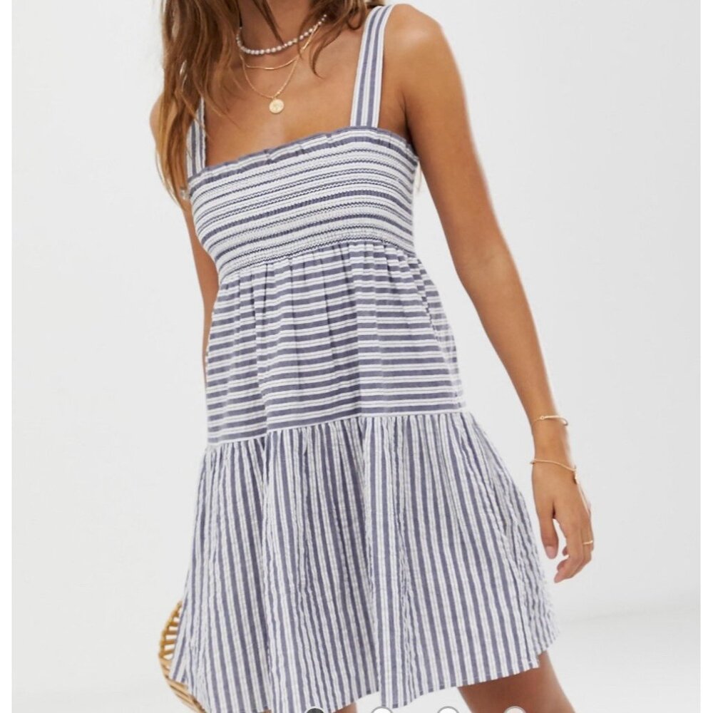 ASOS Blue and White Striped Mini Dress